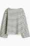 Ladies striped Boat-neck cotton Top